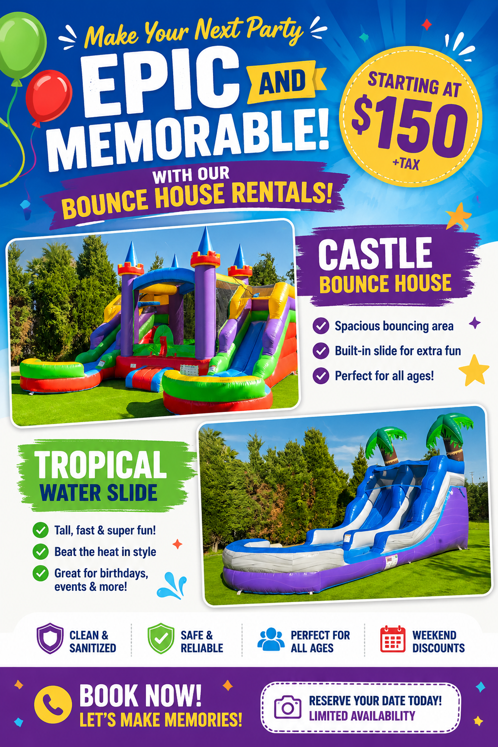 Inflatable Fun promo: Make your next party epic and memorable with bounce house rentals starting at $180/day